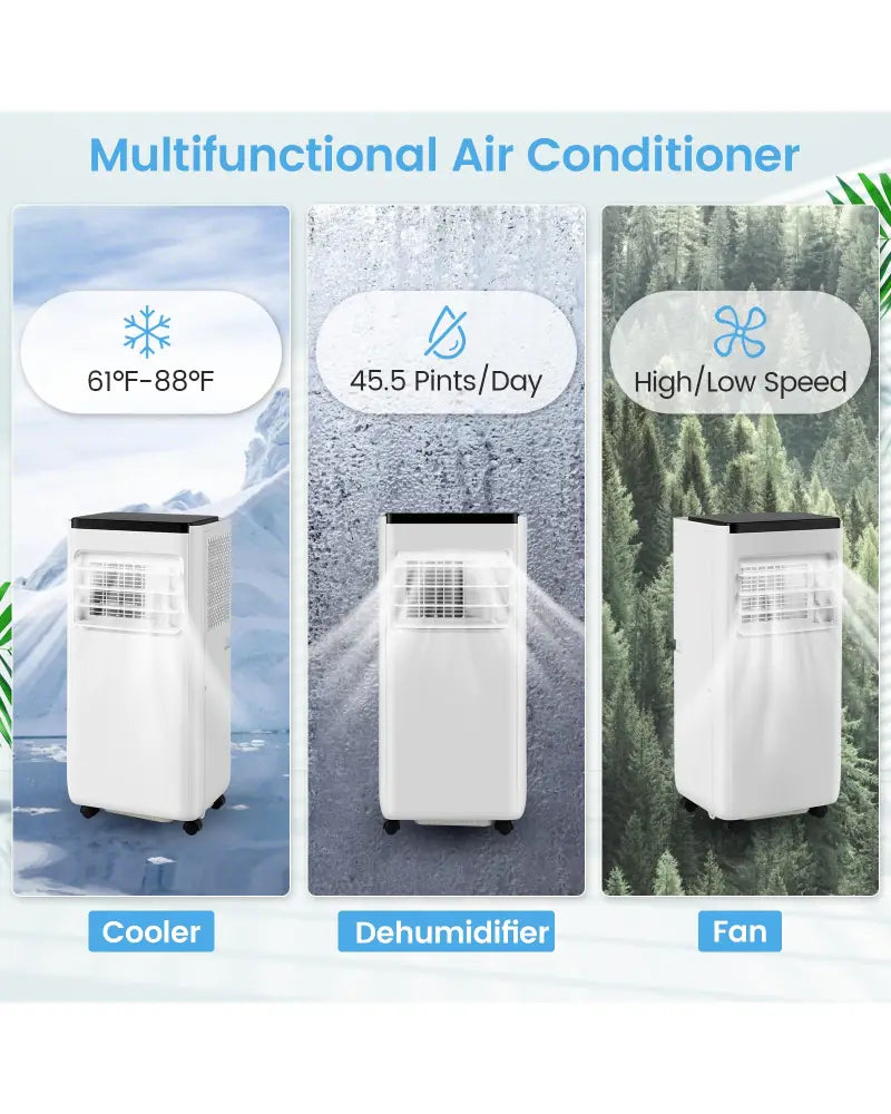 8000 BTU Portable Air Conditioner with Remote Control Cools up to 250 Sq.Ft - White - Portable Air Conditioners