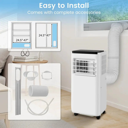 8000 BTU Portable Air Conditioner with Remote Control Cools up to 250 Sq.Ft Costway