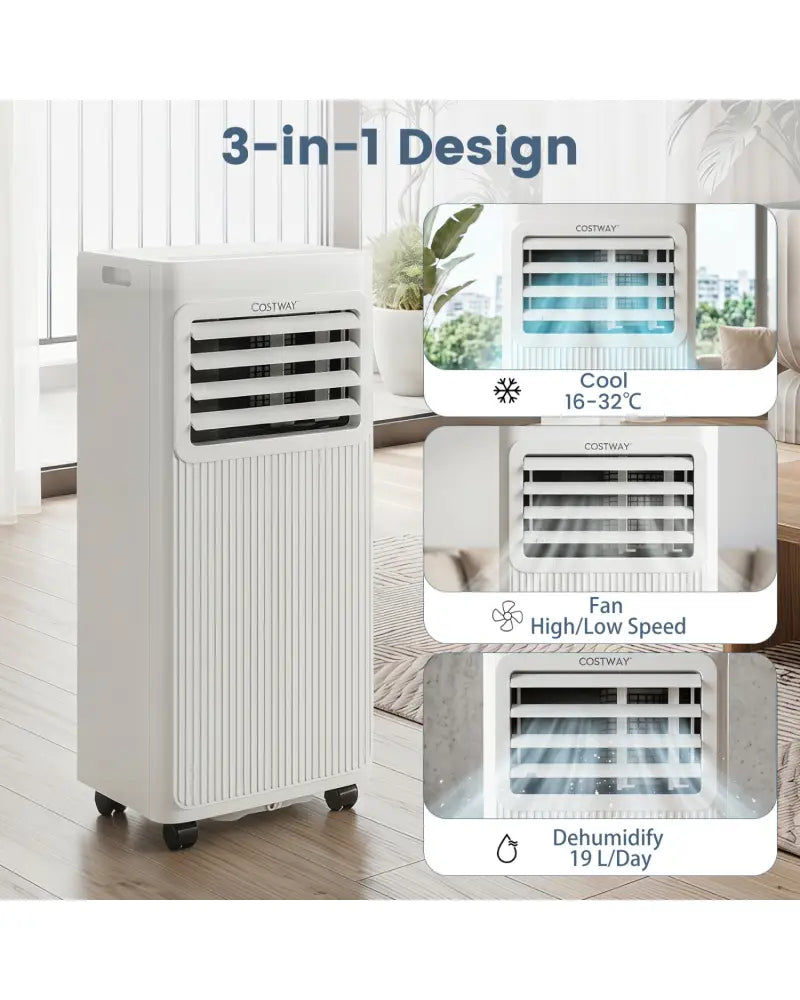 8000 BTU Portable AC with Sleep Mode and Window Kit Cools 350 Sq.Ft-White - White - Air Coolers