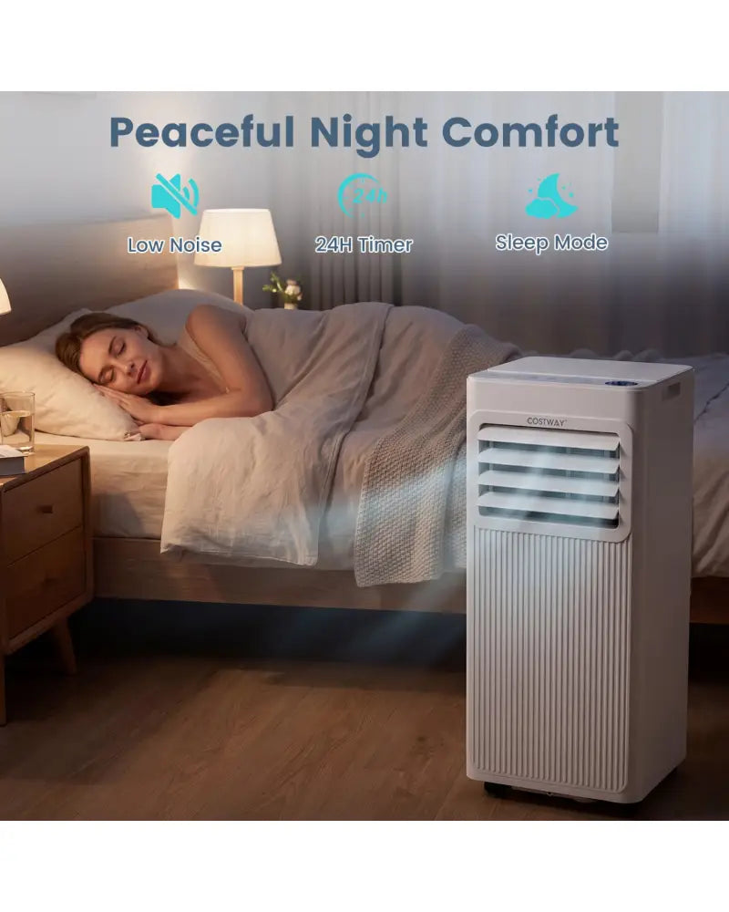 8000 BTU Portable AC with Sleep Mode and Window Kit Cools 350 Sq.Ft-White - White - Air Coolers