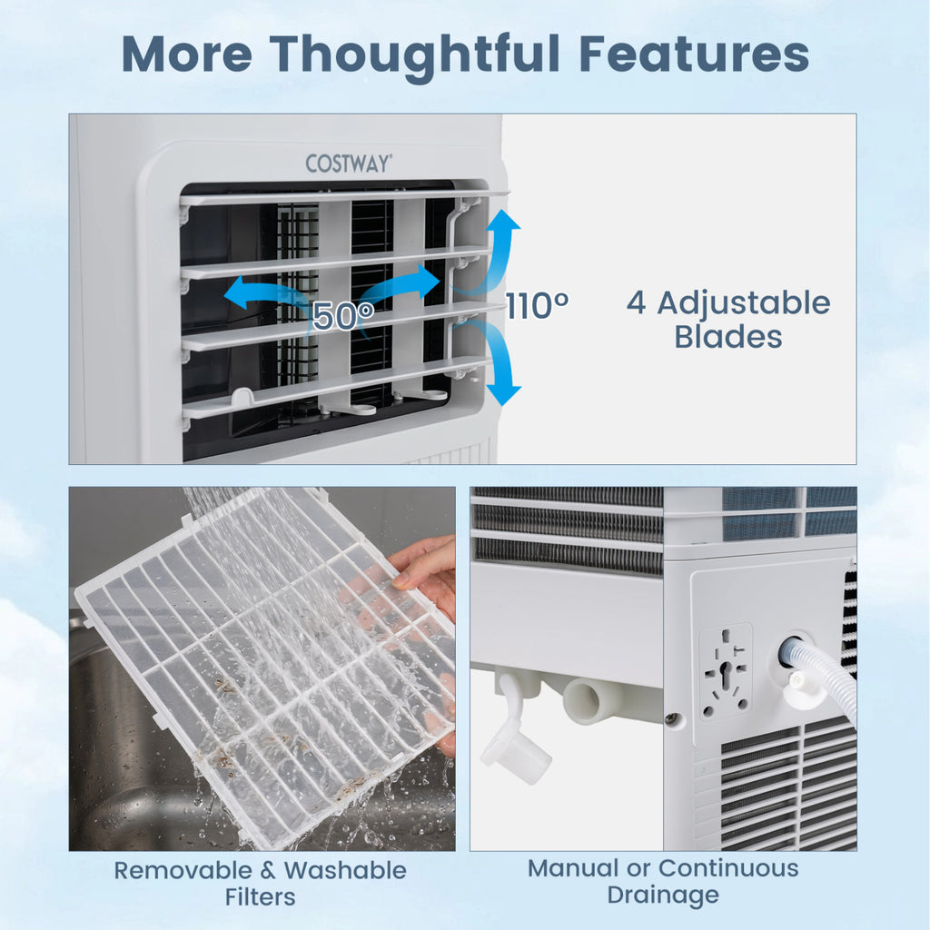 8000 BTU Portable AC with Sleep Mode and Window Kit Cools 350 Sq.Ft-White
