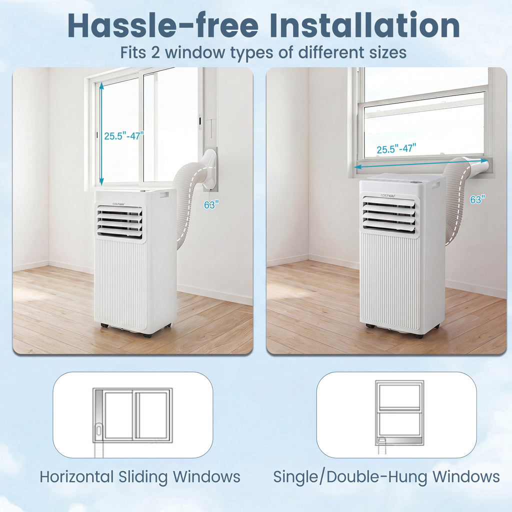 8000 BTU Portable AC with Sleep Mode and Window Kit Cools 350 Sq.Ft-White