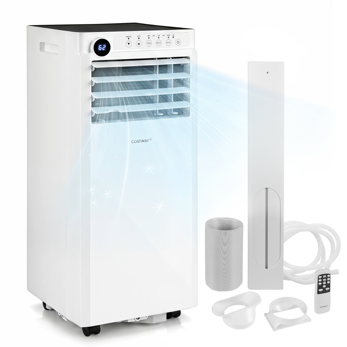 8000 BTU Portable Air Conditioner with Dehumidifier and 24H Timer-White