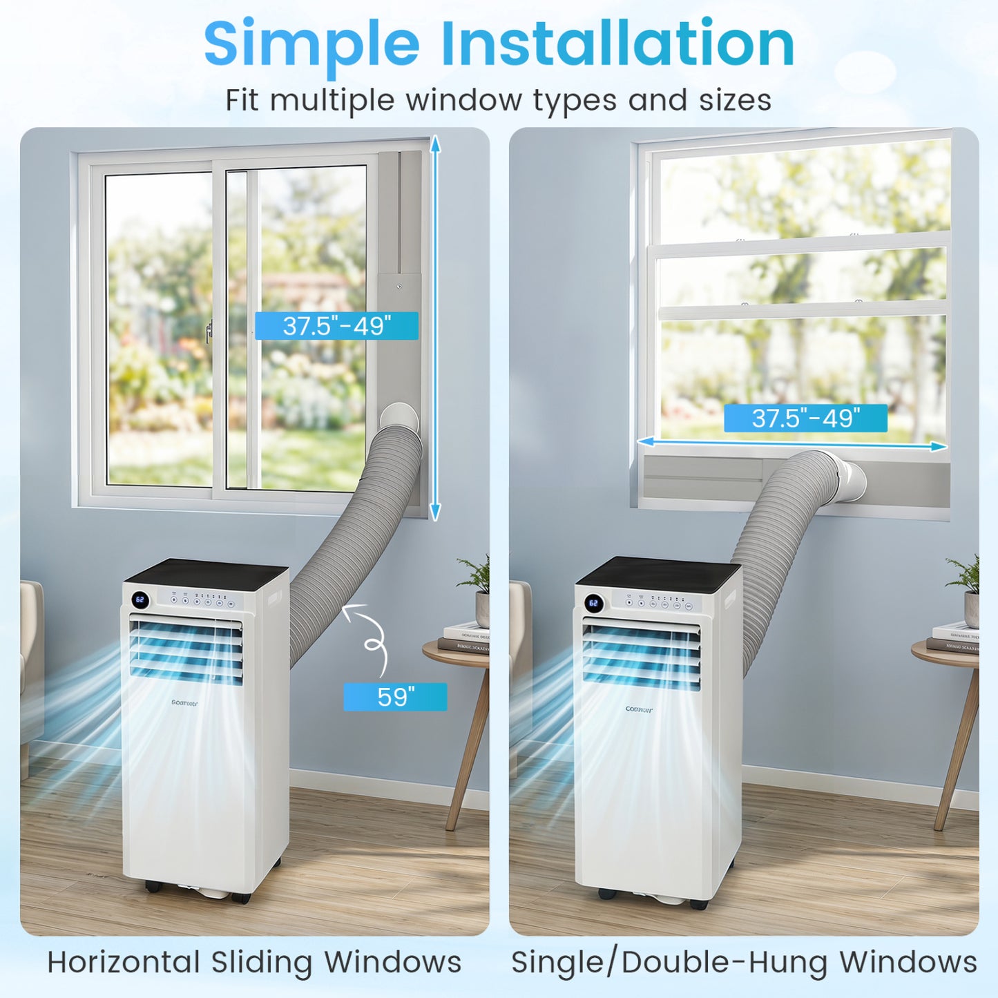 8000 BTU Portable Air Conditioner with Dehumidifier and 24H Timer-White