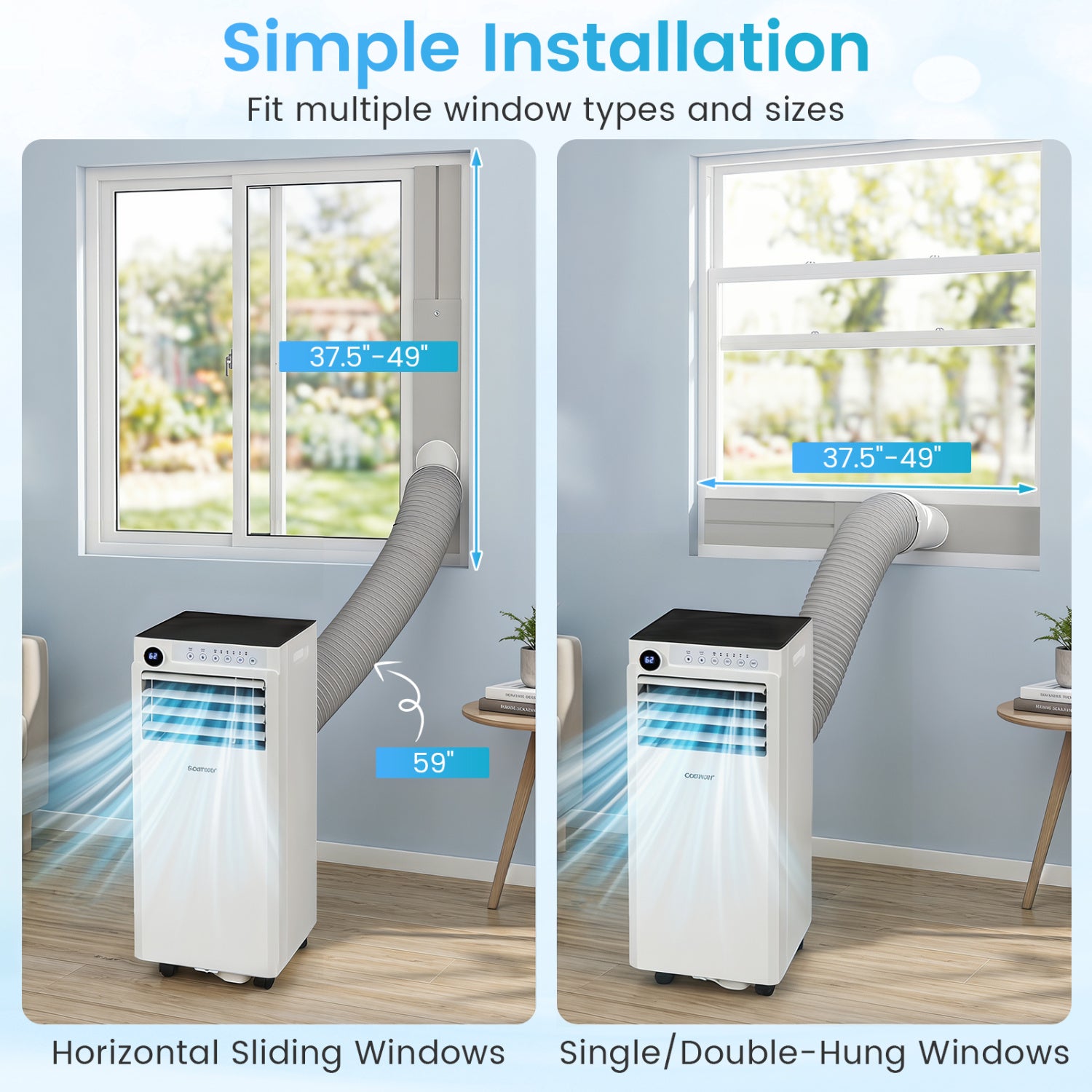 8000 BTU Portable Air Conditioner with Dehumidifier and 24H Timer-White