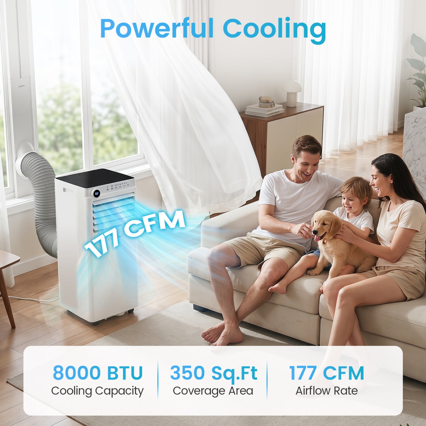 8000 BTU Portable Air Conditioner with Dehumidifier and 24H Timer-White