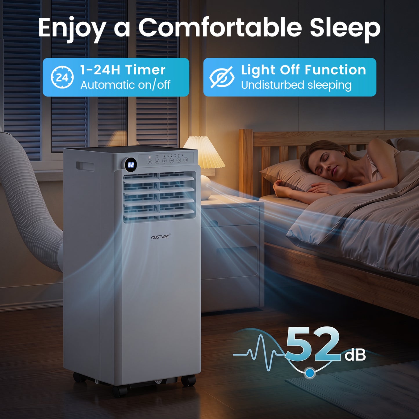 8000 BTU Portable Air Conditioner with Dehumidifier and 24H Timer-White