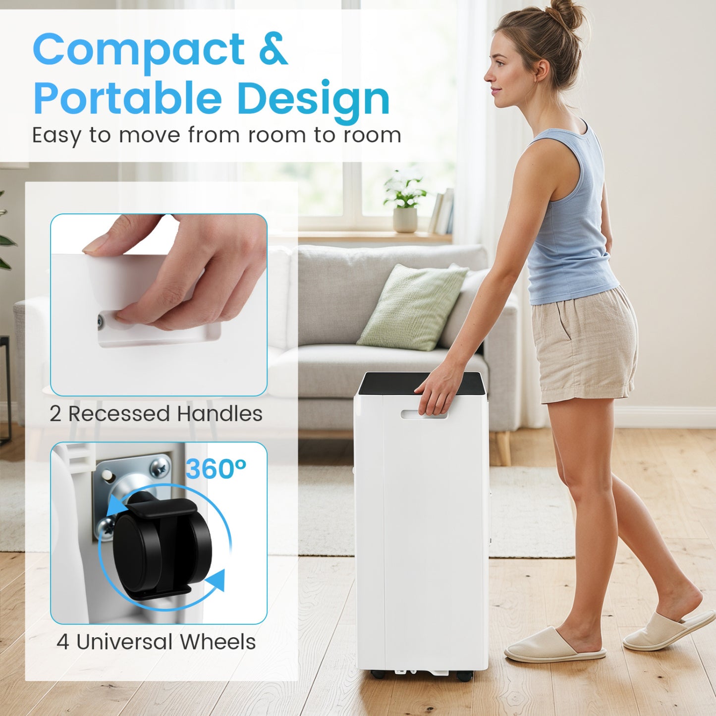 8000 BTU Portable Air Conditioner with Dehumidifier and 24H Timer-White