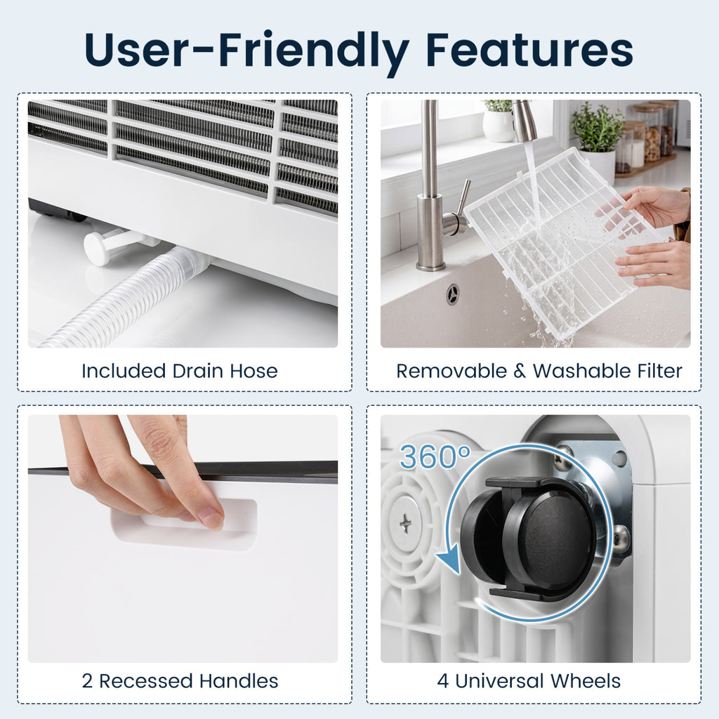 8000 BTU Portable Air Conditioner Cools with Dehumidifier and 24H Timer-Black