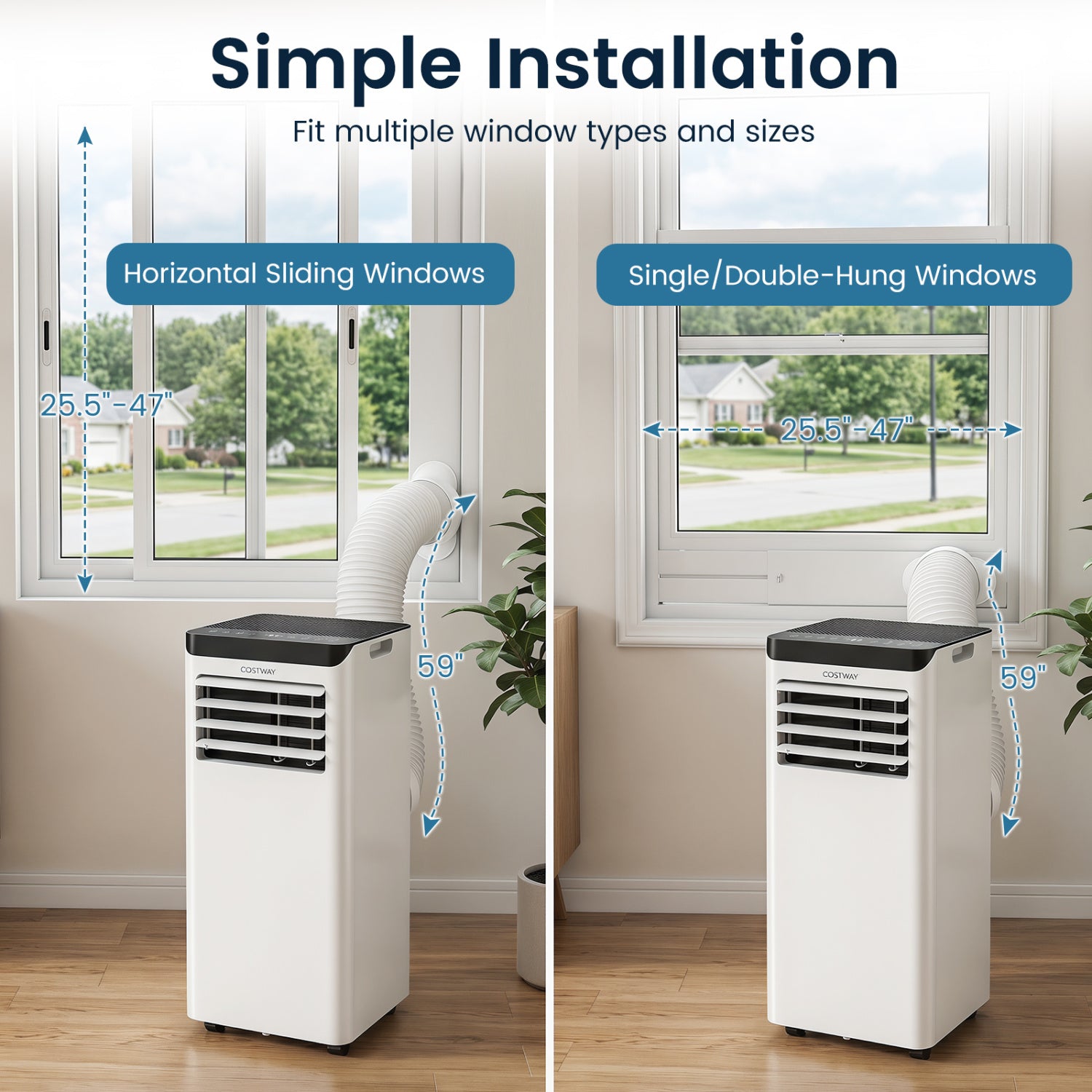 8000 BTU Portable Air Conditioner Cools with Dehumidifier and 24H Timer-Black