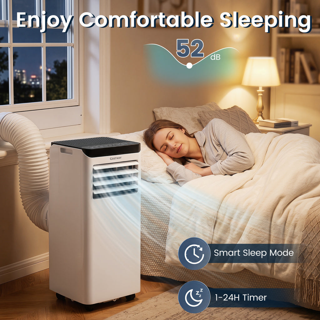 8000 BTU Portable Air Conditioner Cools with Dehumidifier and 24H Timer-Black
