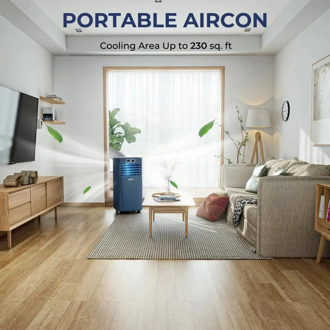 8000BTU 3-in-1 Portable Air Conditioner with Remote Control-Dark Blue Costway