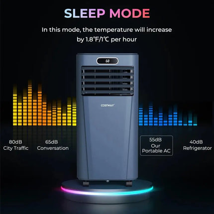 8000BTU 3-in-1 Portable Air Conditioner with Remote Control-Dark Blue Costway