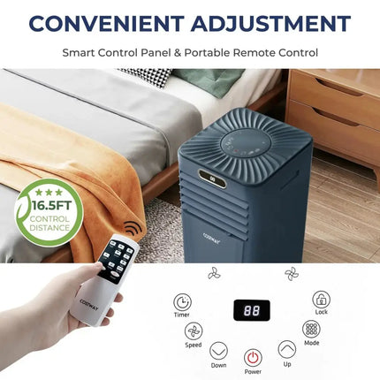 8000BTU 3-in-1 Portable Air Conditioner with Remote Control-Dark Blue Costway