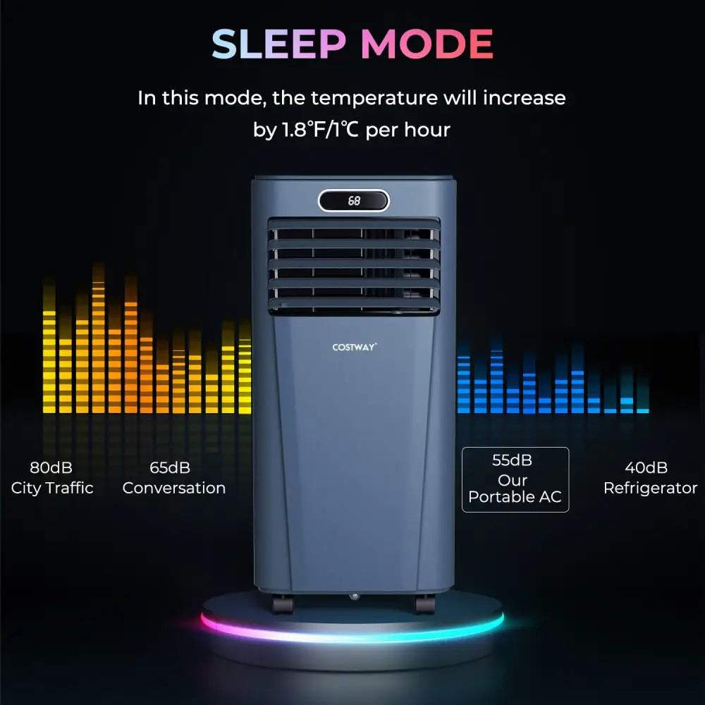 8000BTU 3-in-1 Portable Air Conditioner with Remote Control-Dark Blue - Dark Blue - Portable Air Conditioners