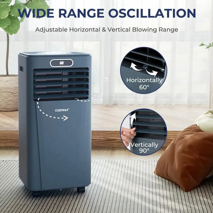 8000BTU 3-in-1 Portable Air Conditioner with Remote Control-Dark Blue Costway