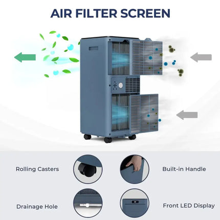 8000BTU 3-in-1 Portable Air Conditioner with Remote Control-Dark Blue Costway