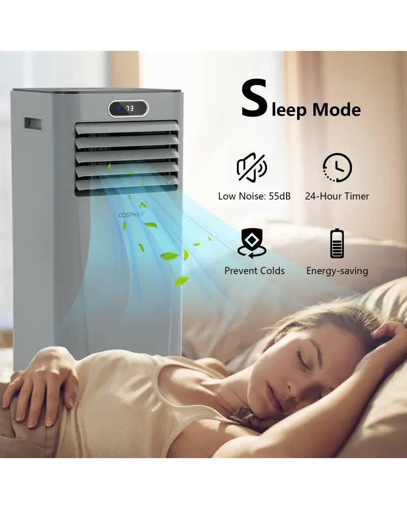 8000BTU 3-in-1 Portable Air Conditioner with Remote Control-Gray - Gray - Portable Air Conditioners