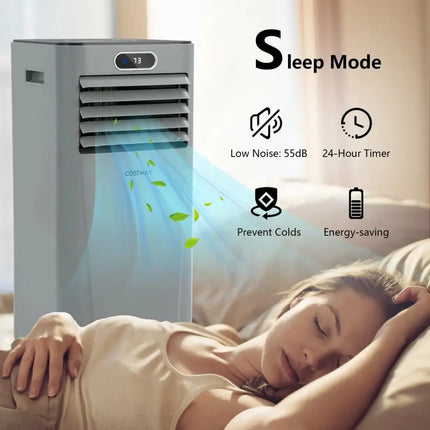 8000BTU 3-in-1 Portable Air Conditioner with Remote Control-Gray Costway