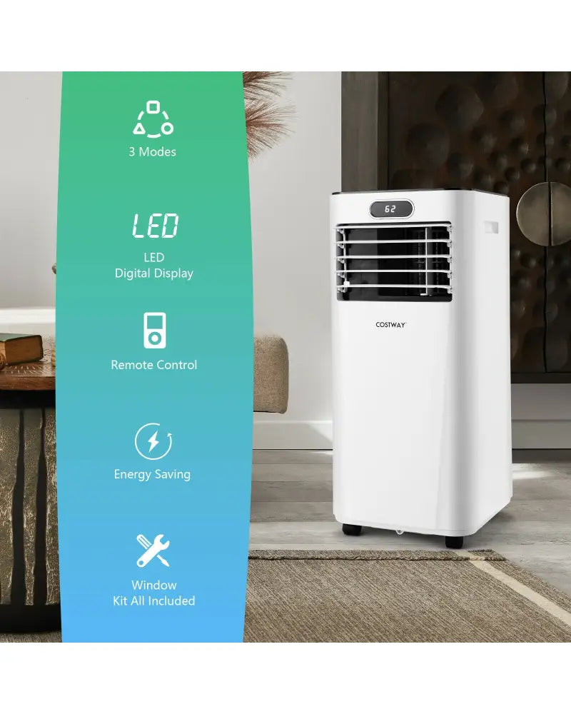 8000BTU 3-in-1 Portable Air Conditioner with Remote Control-White - White - Portable Air Conditioners