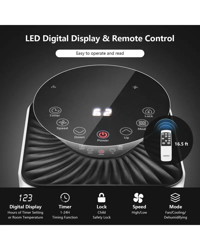 8000BTU 3-in-1 Portable Air Conditioner with Remote Control-White - White - Portable Air Conditioners