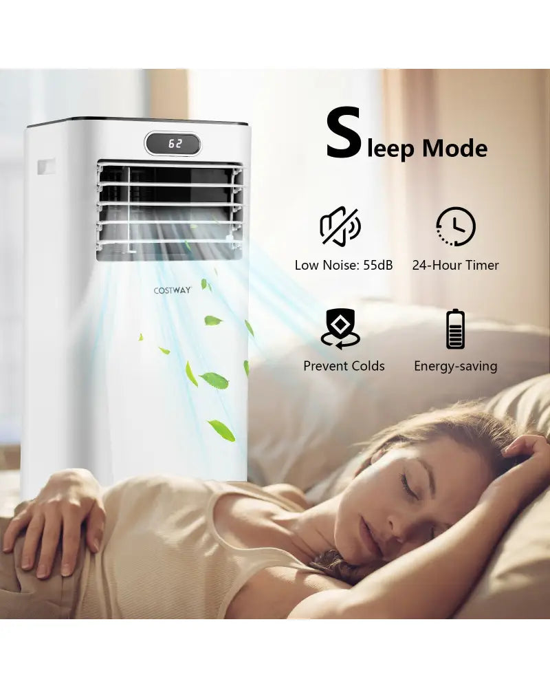 8000BTU 3-in-1 Portable Air Conditioner with Remote Control-White - White - Portable Air Conditioners