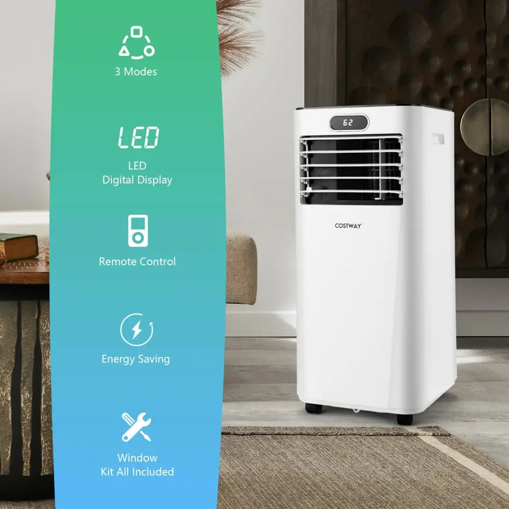 8000BTU 3-in-1 Portable Air Conditioner with Remote Control-White - White - Portable Air Conditioners