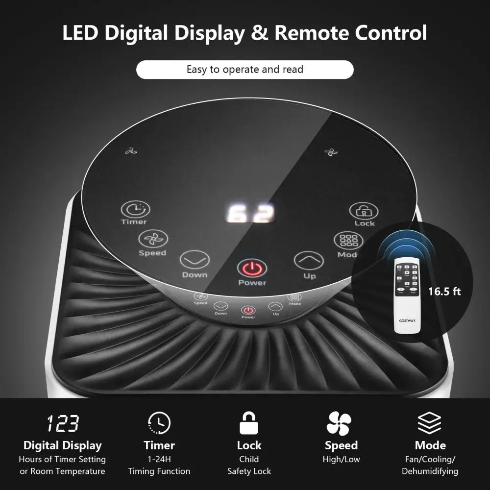 8000BTU 3-in-1 Portable Air Conditioner with Remote Control-White - White - Portable Air Conditioners