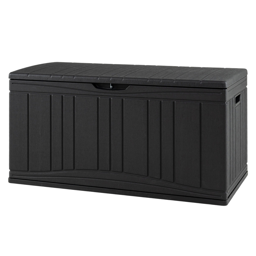 300 L Outdoor Deck Box with Lockable Lid for Garden Tools Cushions-Black