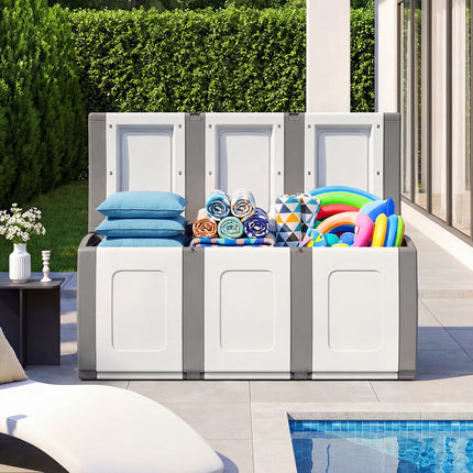 80 Gallon Patio Container with Lockable Lid for Packages and Garden-Gray