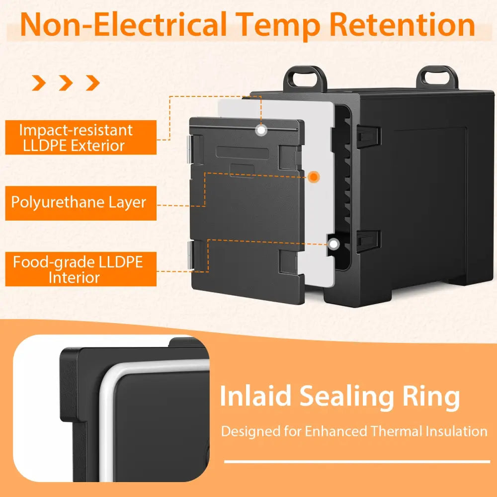81 Quart Capacity End-loading Insulated Food Pan Carrier-Black - Black - Food Warmers & Burners