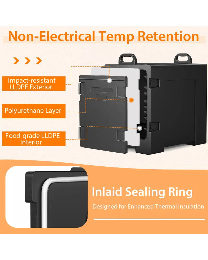 81 Quart Capacity End-loading Insulated Food Pan Carrier-Black - Black - Food Warmers & Burners
