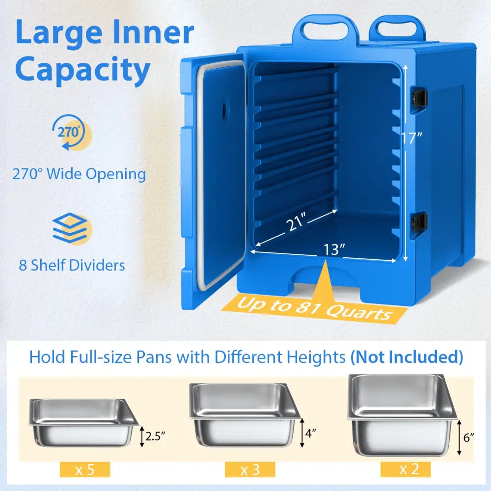 81 Quart Capacity End-loading Insulated Food Pan Carrier with Handles-Navy - Navy - Food Warmers & Burners