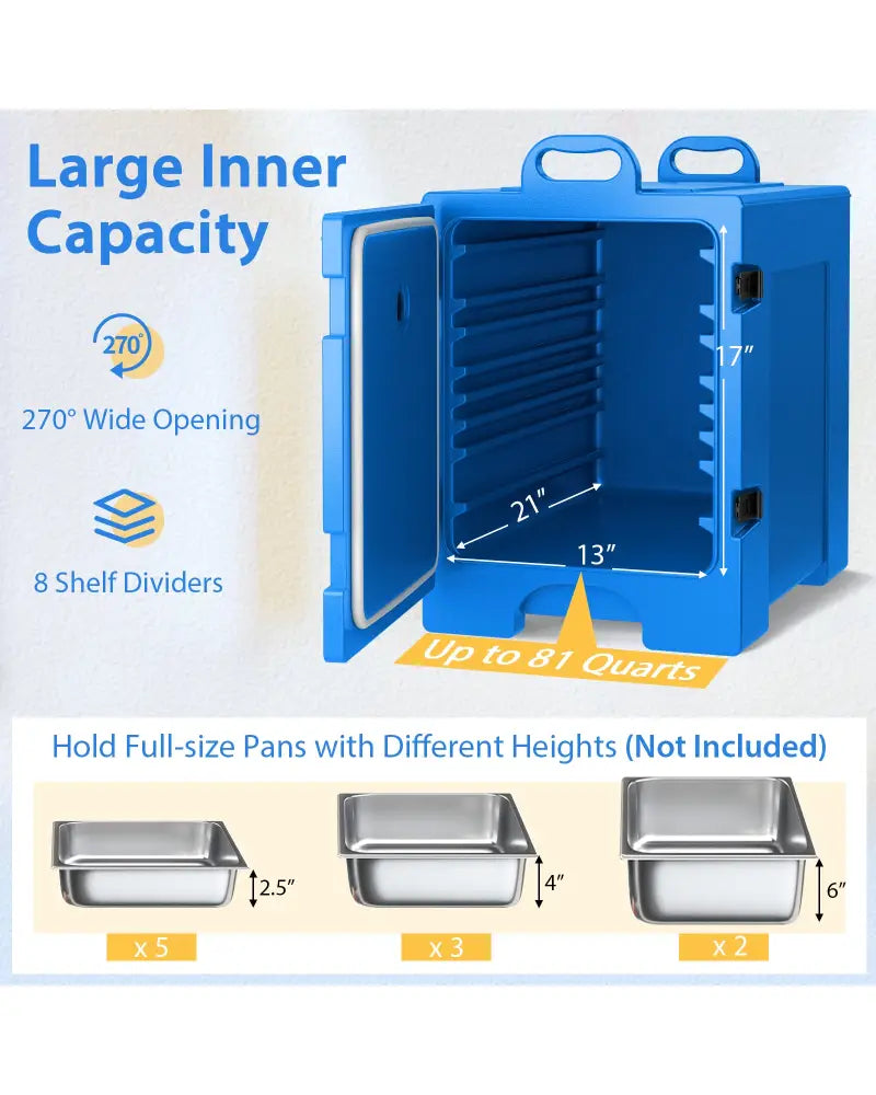 81 Quart Capacity End-loading Insulated Food Pan Carrier with Handles-Navy - Navy - Food Warmers & Burners