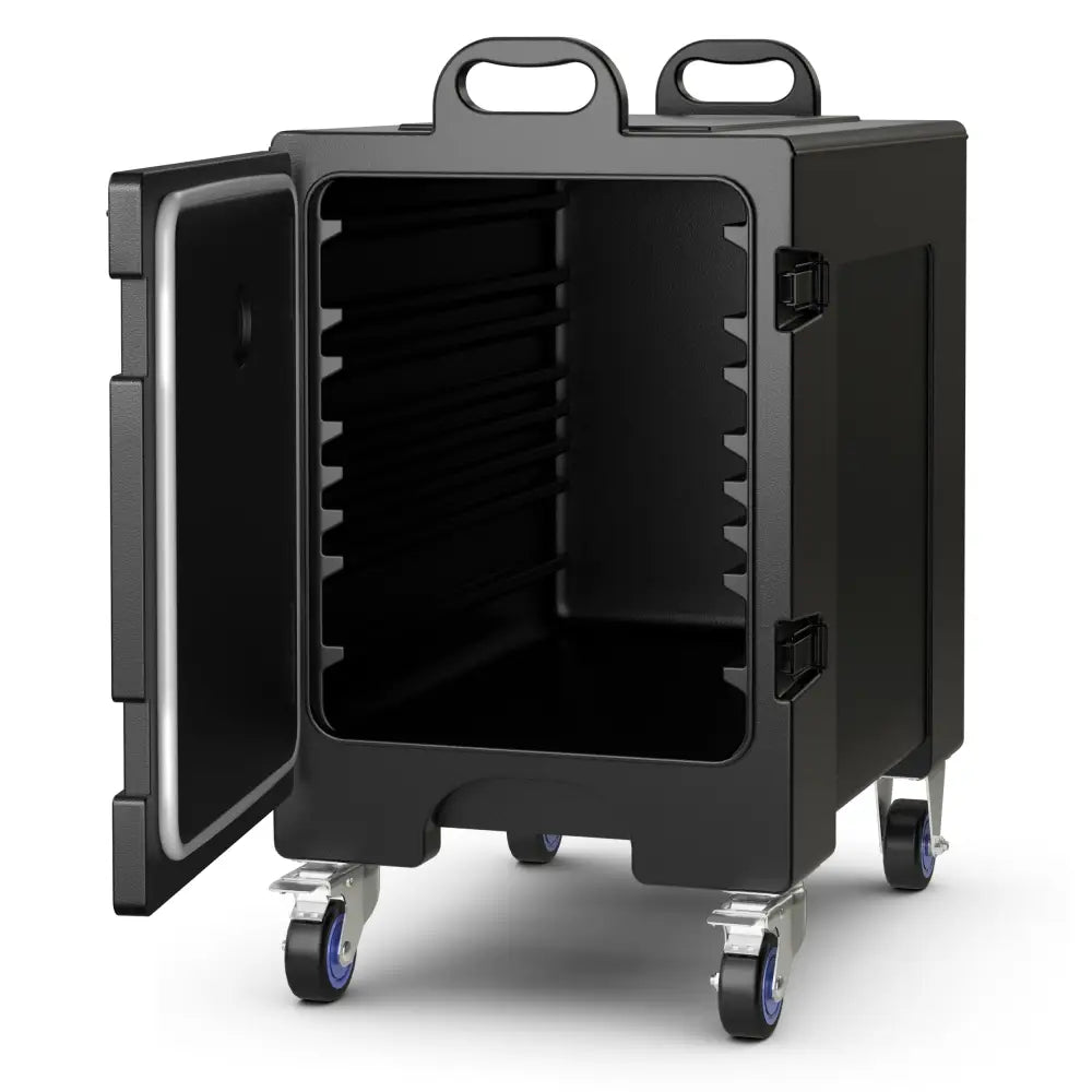 81 Quart Capacity End-loading Insulated Food Pan Carrier with Wheels - Black - Food Warmers & Burners