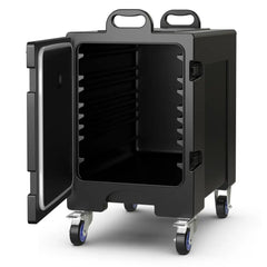 81 Quart Capacity End-loading Insulated Food Pan Carrier with Wheels - Black - Food Warmers & Burners