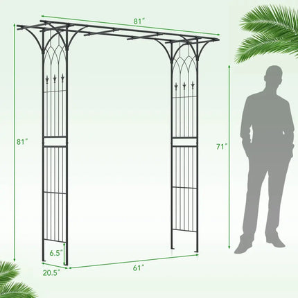 81 x 20 Inch Metal Garden Arch for Various Climbing Plant - Black - Outdoor Decor
