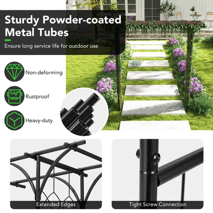 81 x 20 Inch Metal Garden Arch for Various Climbing Plant - Black - Outdoor Decor