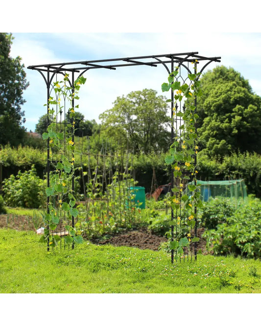 81 x 20 Inch Metal Garden Arch for Various Climbing Plant - Black - Garden Arbors