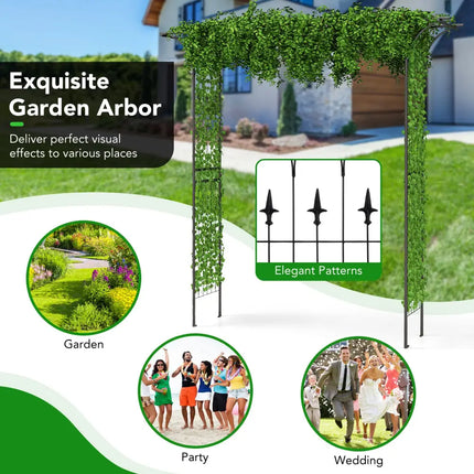 81 x 20 Inch Metal Garden Arch for Various Climbing Plant - Black - Outdoor Decor