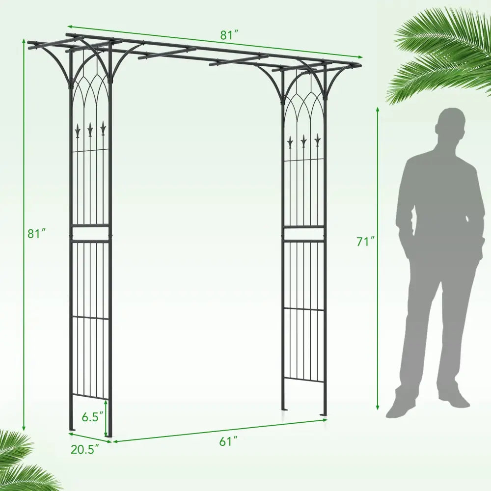 81 x 20 Inch Metal Garden Arch for Various Climbing Plant - Black - GardenÂ Arbors