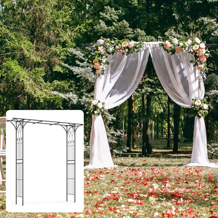 81 x 20 Inch Metal Garden Arch for Various Climbing Plant - Black - Outdoor Decor