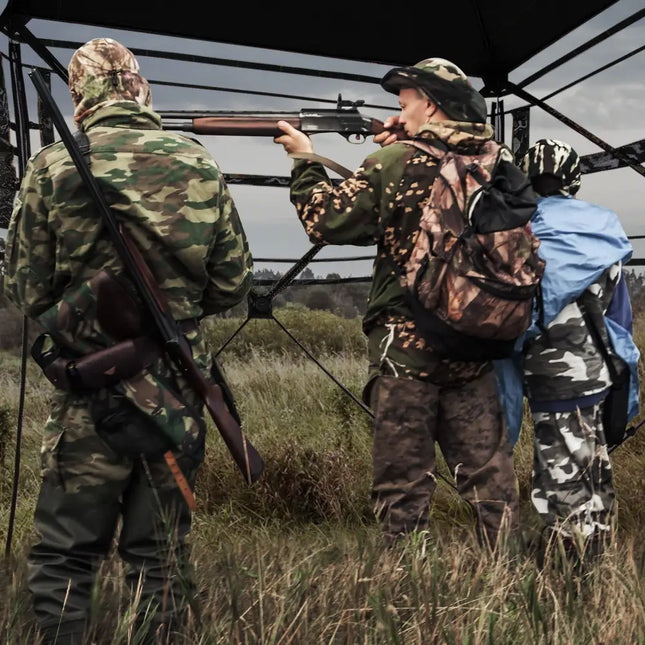 82 Inch Tall Hunting Blind 270° One Way See Through Ground Tent for 3-4 People - Camouflage - Tents