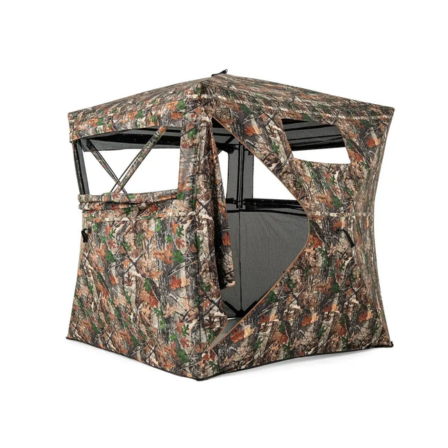 82 Inch Tall Hunting Blind 270° One Way See Through Ground Tent for 3-4 People - Camouflage - Tents