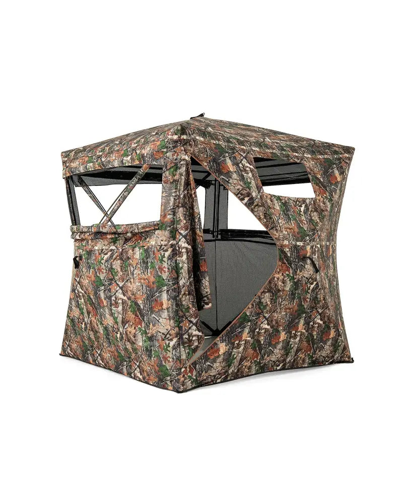 82 Inch Tall Hunting Blind 270° One Way See Through Ground Tent for 3-4 People - Camouflage - Tents