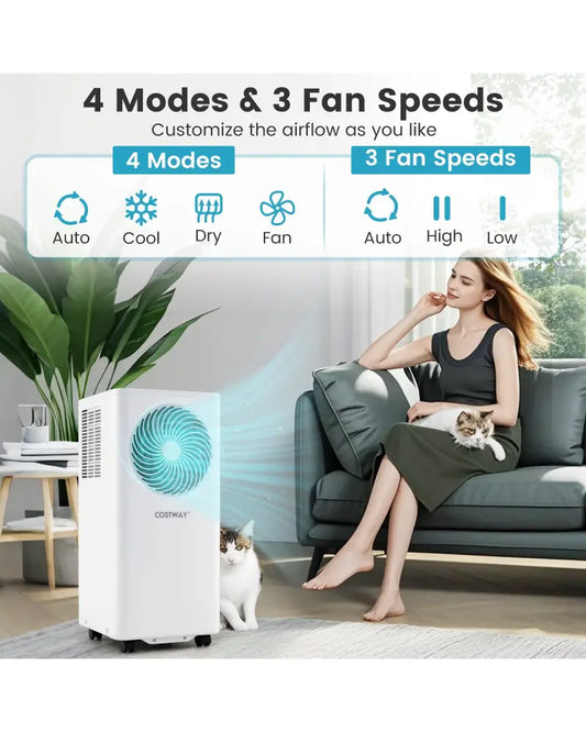 8200/10000 BTU Portable Air Conditioner 3-in-1 Stand up AC Unit with Dehumidifier-8200 BTU - White - Portable Air