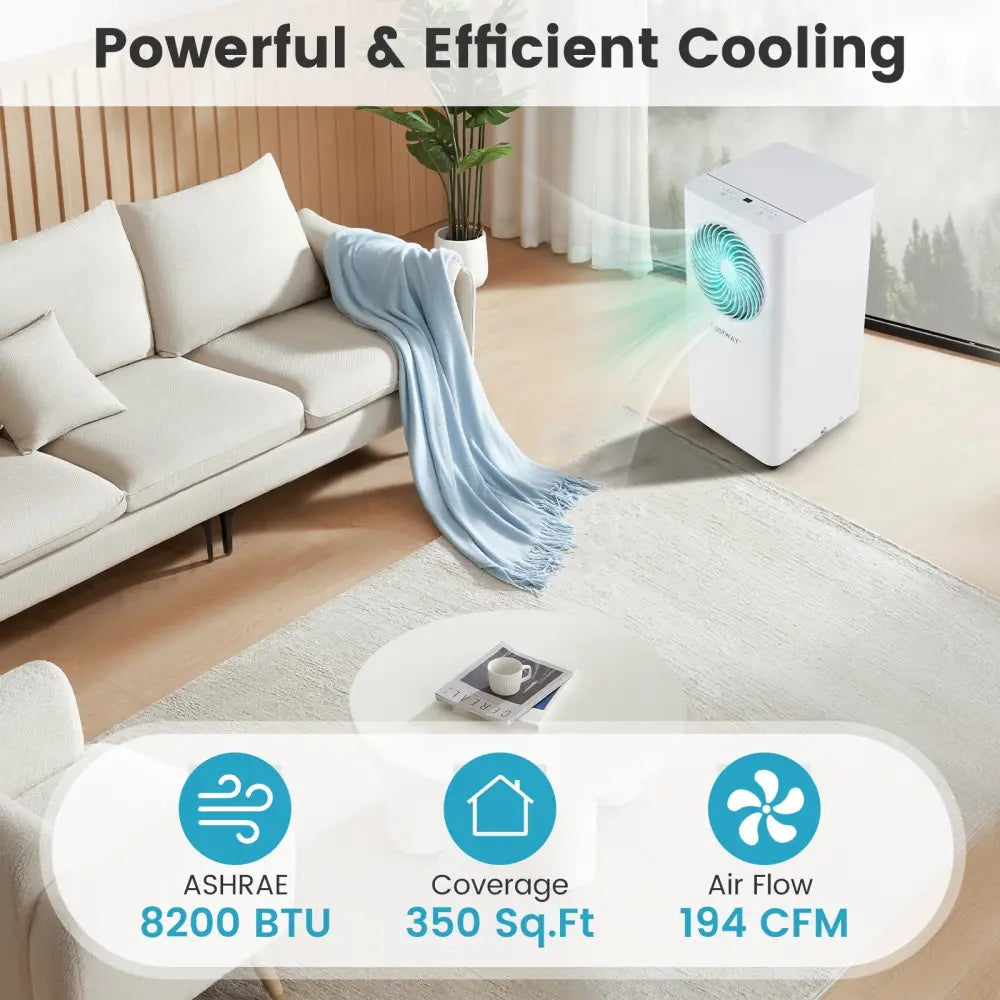 8200/10000 BTU Portable Air Conditioner 3-in-1 Stand up AC Unit with Dehumidifier-8200 BTU - White - Portable Air