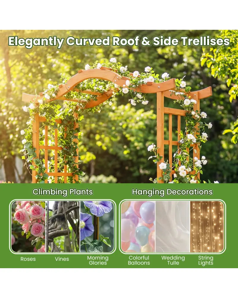 83’’ Garden Arbor with Gate and 2 Planter Boxes-Yellow - Yellow - Garden Arbors