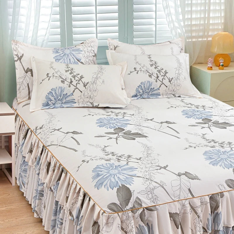 Princess Style Bed Skirt – Smooth Bedsheet Cover Twin/Queen/King