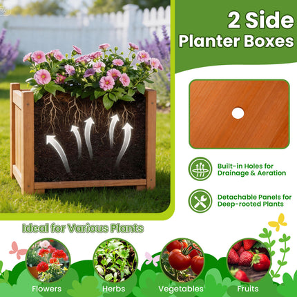 83" Garden Arbor with Gate and 2 Planter Boxes-Yellow